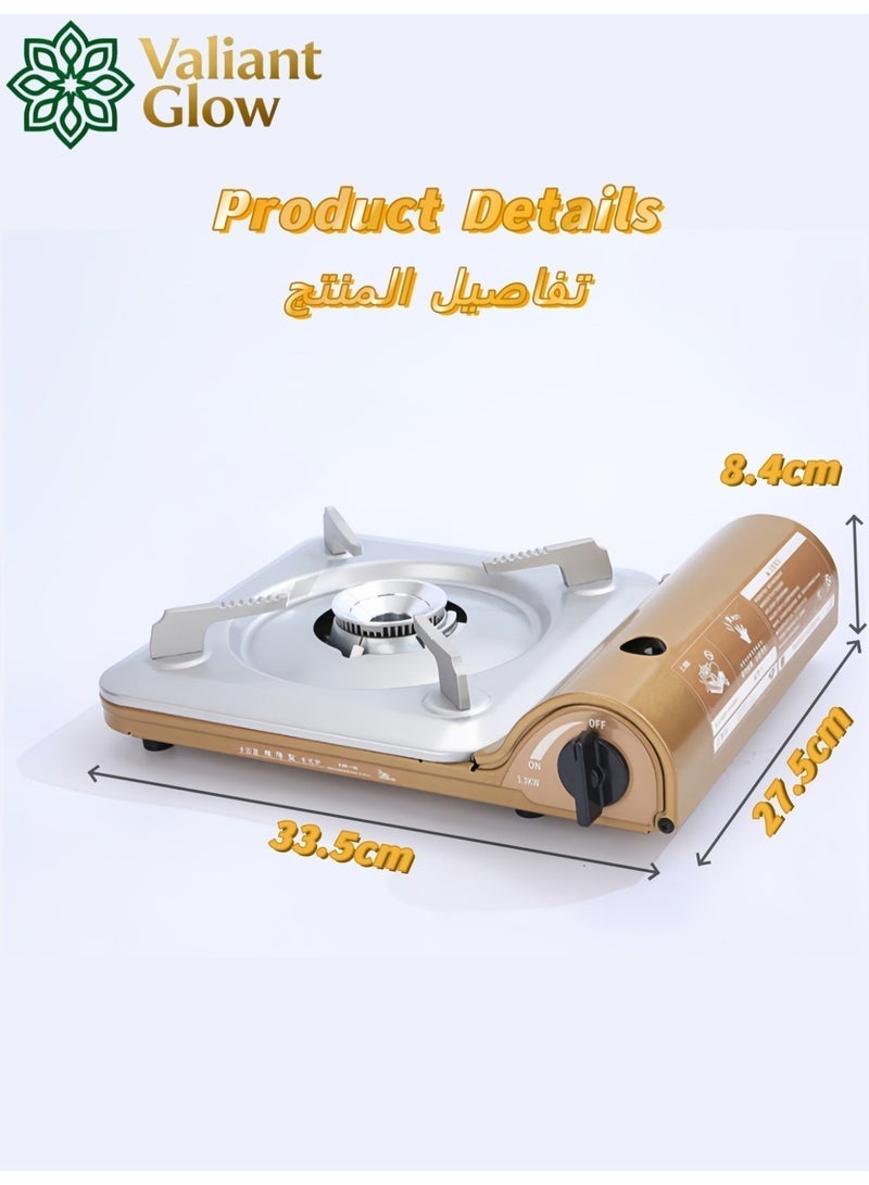 Valiant Glow 3300W Ultra-Slim Portable Outdoor Camping Stove | Windproof Camping Stove | emergency gas stove、camp stove、camping accessories、camping stove、portable gas stove、portable stove | Piezoelectric Ignition | 74mm Lightweight Design | Suitable for BBQs, Hiking, Picnics, and Home Use - Image 3